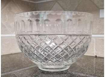 Very Large Vintage Cut Crystal Salad Serving Bowl - Made In Poland