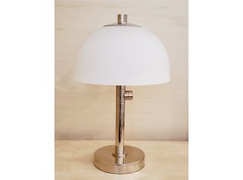 Pair Of Chrome Contemporary Domed Table Lamps
