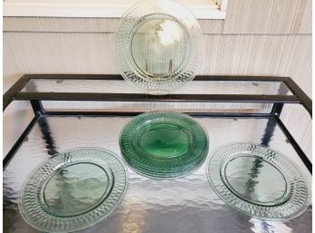 Set Of Eight 12.5' Emerald Green Vintage Dinner Plates