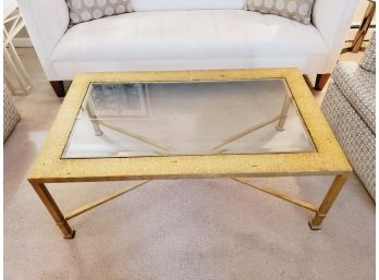 Metal & Glass Crackle Gold Finish Coffee Table