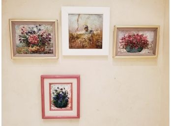 Four Vintage Framed Small To Medium Sized Oil Paintings - Including Original Oil By Zaza
