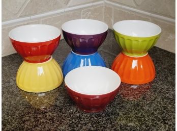 Seven Signature Colorful Pottery Mixing Utility Bowls