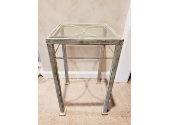 Small Painted Metal & Glass Topped Accent Table