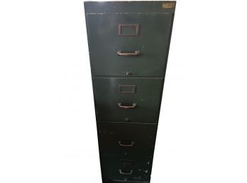 Green Painted Wooden File Cabinet