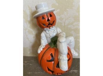 Vintage Pumpkin Candle Holder -Halloween Decor