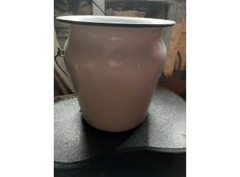 White Enamel Pot With Handle