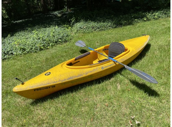 Perception Kayak 10ftx30inx12in With Paddle Plastic Molded Boat With Seat