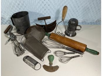Old Fashion Baking Collection, Bromeells Measuring-sifter With Rolling Pin, Wire Whisks,  Zesters And More