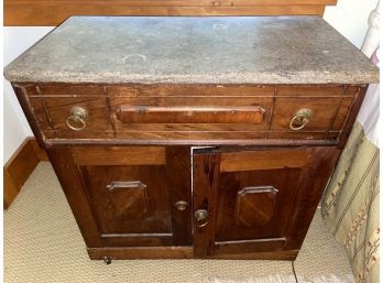 Antique Side Table Night Stand With Marble Top 27x13.5x26in