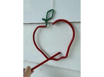 Wrought Iron Apple Dinner Bell With Clanger Stick 9x10.5in