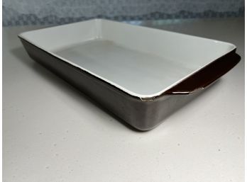 Copco Denmark Micheal Lax Design, Cast Iron White And Dark Chocolate Brown Enamel Coated Baking Pan