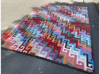 ABC Home Wool Carpet Colorful Thick Handmade India Its A Beauty 9ft X 12ft With Rubberized Underpad Clean
