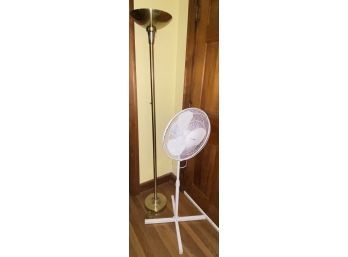 Brass Floor Lamp 69in And Adjustable Floor Fan