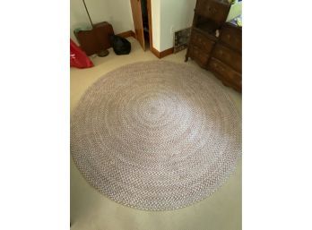 Round Cranberry And Grey Braided Rag Rug 96in