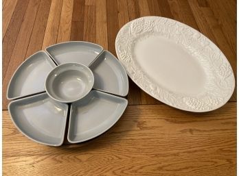 Culinary Essentials Serving Platter Made In Italy With Veggie And Dip Dishes On Lazy Susan