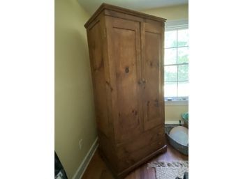Pine Wood Armoire Entertainment Cabinet 36x24x79.5in With Two Drawers