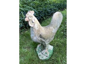 A Cement Cast Chicken Hes Still Standing, If You Prop Him Up Right Some Cement Epoxy He Stood All Winter 19in