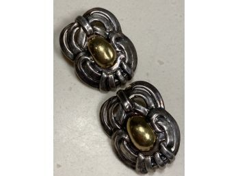 Sterling Silver & 14K Gold Earrings .93oz Handmade Signed Jewelry