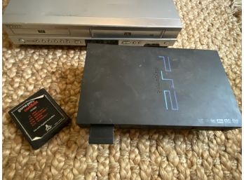 Sony PS2 Playstation Samsung DVD VCR Combo Model DVD-v4600 And Atari Game Combat