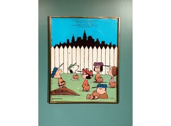 Peanuts Poster NYC TV Advertising WOR Channel 9 Mets Baseball Met Life Charles Schulz 1971 Rare 16.5x20.5in