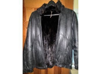 Womens Leather And Mink Coat Winter Jacket