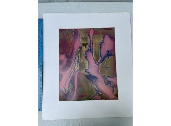 Modernist Abstract Print Signed Nigel? 1990 St Ives 24x28in Matted