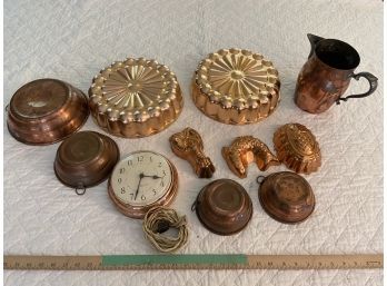 Copper Jelly Molds Silver On Copper Westclox Electric Clock Made In USA Bowls