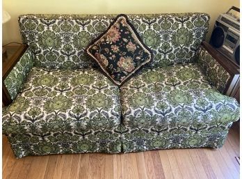 Vintage Green And White Couch Sofa Love Seat 61x31x30in Wood Armrests