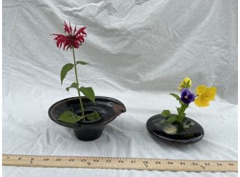 Ceramic Flower Displays, Handmade, 7.5x3.5 And 6x1.5