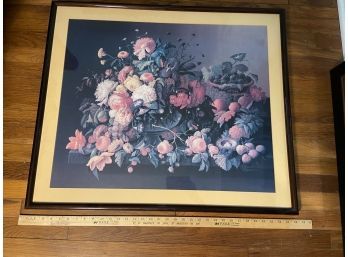Large Floral Print Matted Framed Plexiglass 33x28in