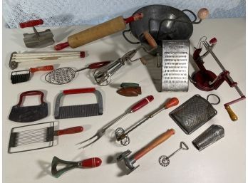 The Red Collection. Old Baking Tools. Lets Make Some Apple Pie!!