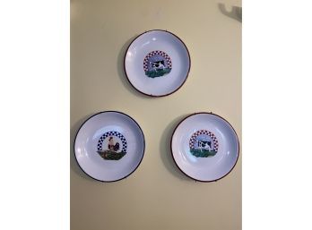 Two Cows And A Rooster Century Stoneware Plates 11in