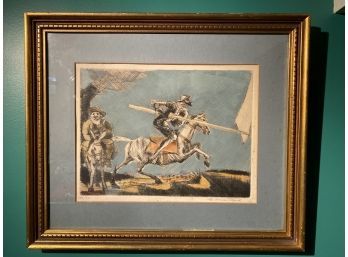Don Quixote And Sancho Panza Signed And Numbered 38/40 Le Quisitana Framed And Matted 19x16