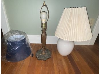 2 Table Lamps 1 Vintage Brass And 1 Modern Ceramic