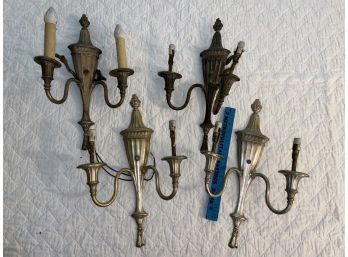 4 Antique Cast Iron Wall Sconces 17x11in