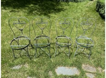 4 Wrought Iron Ice Cream Parlor Chairs Metal Chairs Need To Be Reupholstered DIY Project