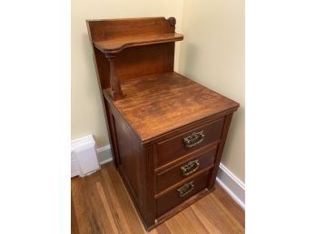 Solid Wood Night Stand With Shelf 18x20x36in Dovetail Drawers With Ornate Brass Pulls
