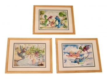 Set Of 3 Vintage Lithographs By Ron Rodecker