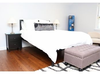 Room And Board Industrial Style Queen Size Metal Bed Frame With Mattress