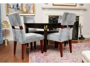 Charles Stewart Chenille Upholstered Side Chairs Set Of 4