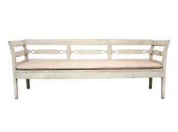 Antique Swedish Bench With Tufted Cushion Retail $1980