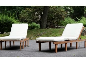 Wooden Outdoor Loungers With Cushions