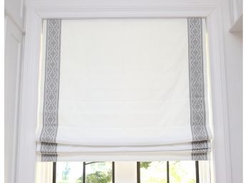 Linen And Embroidered Trim Roman Shade 4 0f 5