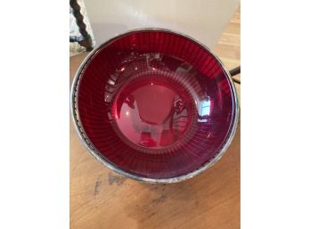 Gorgeous Silver Plate Bowl With Ruby Red Insert