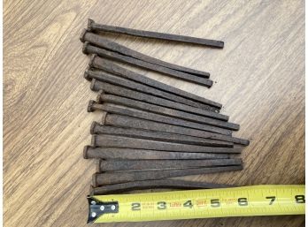 Lot Of 15 Hand Hammered 6 Inch  Iron Spikes Or Nails