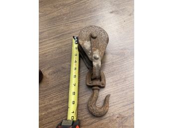 Vintage Iron Pulley With Hook