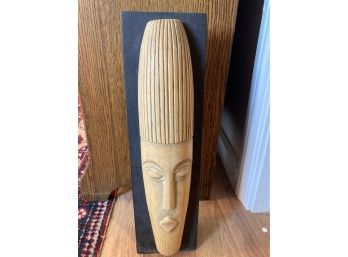Carved African Wooden Figure Statue On Board
