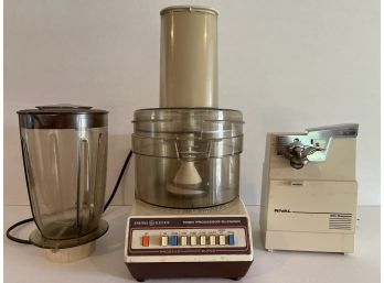 Interchangeable General Electric Food Processor & Blender, Rival Can Opener