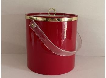 Vintage Red And Gold Toned Ice Bucket