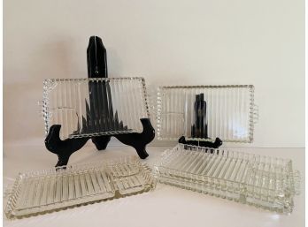 5 Beautiful Vintage Glass Serving Dishes, Great For Sushi